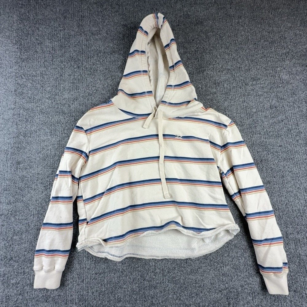 Billabong Hoodie Juniors 2 White Stripe Terry Pullover Surf Logo Beach Top